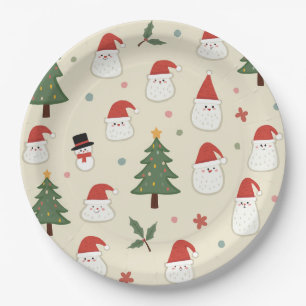 Papel un lindo plato de fiesta de X-mas