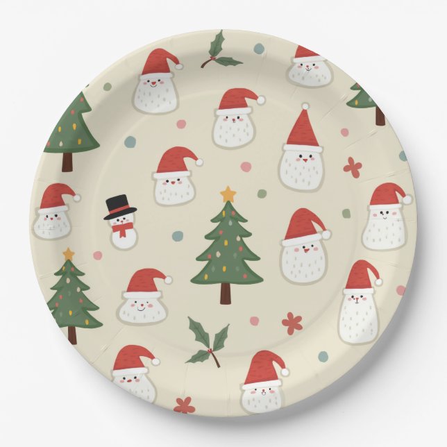 Papel un lindo plato de fiesta de X-mas (Anverso)