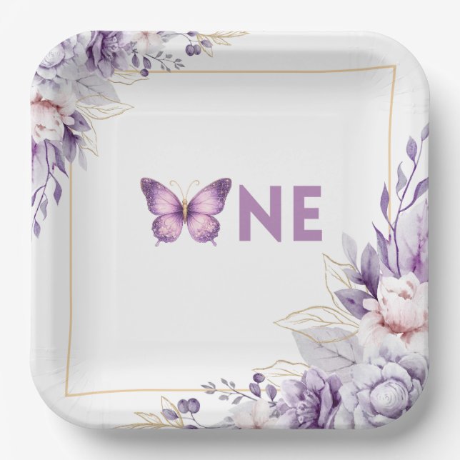 Papel Un Plato de Fiesta de Mariposa Dulce (Anverso)