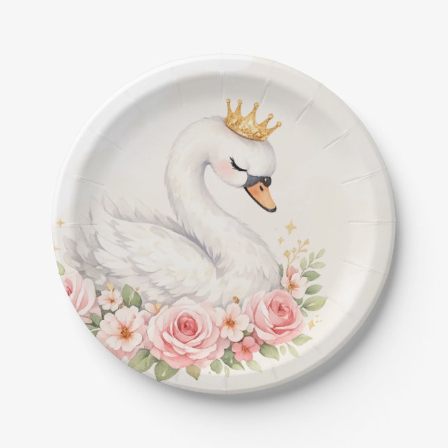 Papel Un plato de fiesta de un cisne dulce (Anverso)