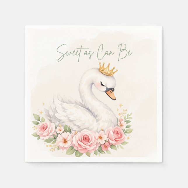 Papel Una servilleta de fiesta de un dulce cisne (Anverso)