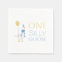 Una servilleta de primer cumpleaños de Goose Silly