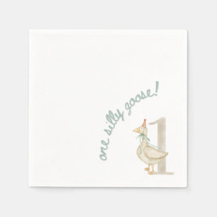 Papel Una servilleta de primer cumpleaños de Goose Silly