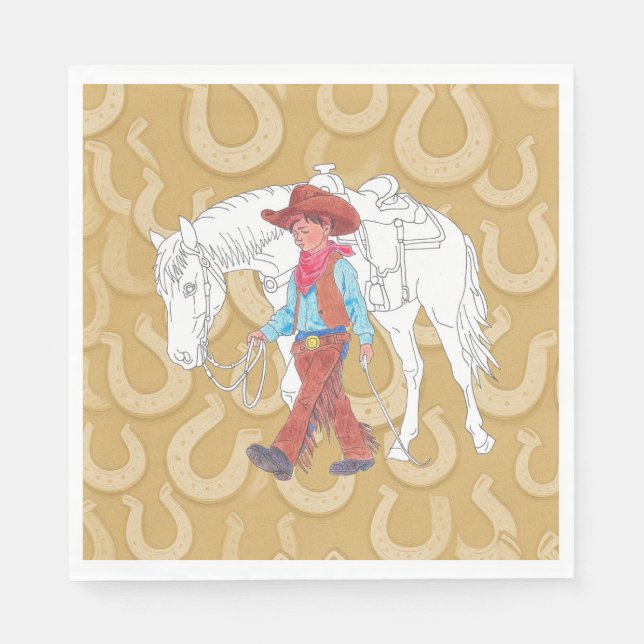 Papel Vaquero de la servilleta y marrón de caballos (Anverso)