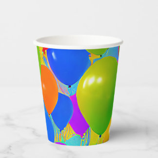 Papel Vasos de cumpleaños con diseño de globos