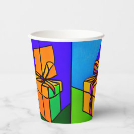 Papel Vasos de cumpleaños con diseño de regalo
