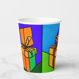 Papel Vasos de cumpleaños con diseño de regalo