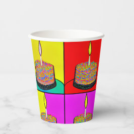Papel Vasos de cumpleaños con diseño de tarta