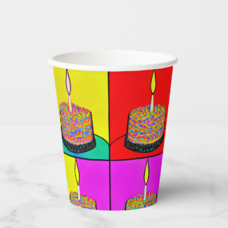 Papel Vasos de cumpleaños con diseño de tarta