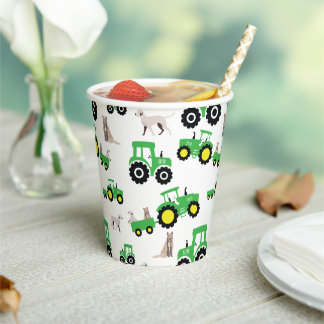 Papel Vasos de cumpleaños de tractor tema granja