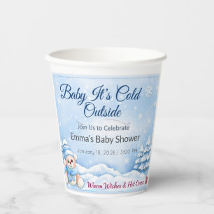 Papel Vasos para Baby Shower Osito de Invierno Cacao C