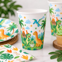 Vasos para fiesta de cumpleaños de dinosaurios
