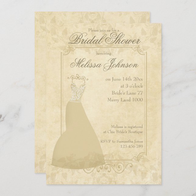 Papel ventilado beige claro Invitación a ducha de  (Anverso / Reverso)