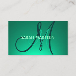 Papel verde claro sencillo monograma tarjetas pers