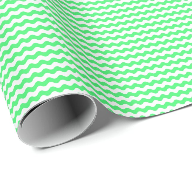 Papel verde claro y del blanco fino de las ondas (Esquina del rollo)