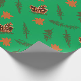 Papel verde de envolvimiento sin foco: hojas y pol