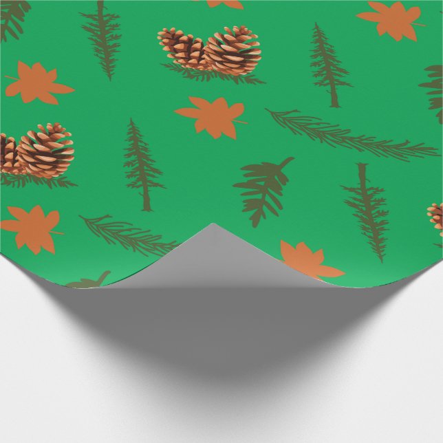 Papel verde de envolvimiento sin foco: hojas y pol (Esquina)