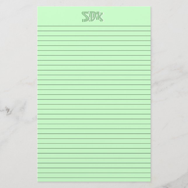 Papel verde Monograma líneas opcionales (Anverso)