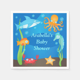 Papel Vibrante debajo de la servilleta de Baby Shower