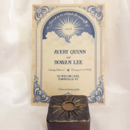 Papel viejo de la invitación a la boda celestial a