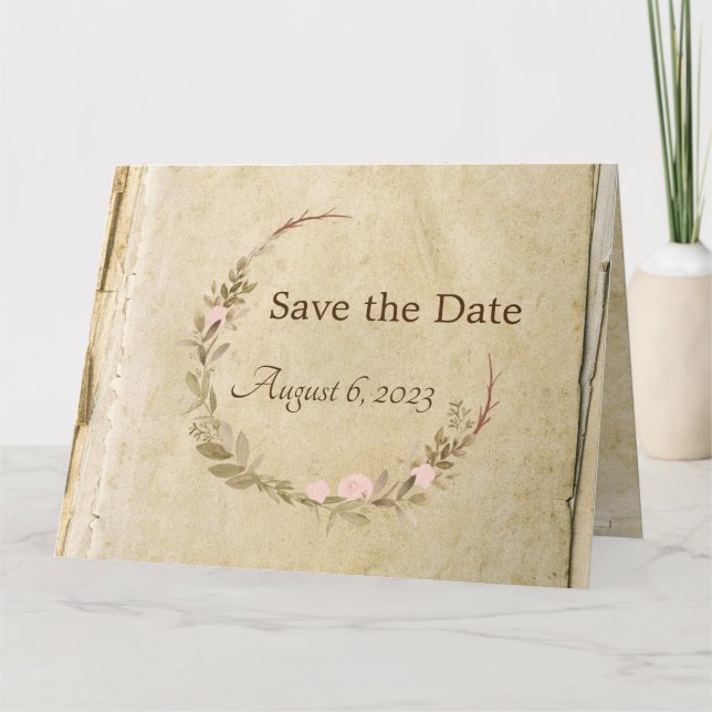 Papel viejo y rústico Guardar la tarjeta de fecha (Anverso)