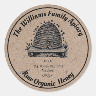Papel Vintage Bee Hive Kraft   Etiqueta de Apio de