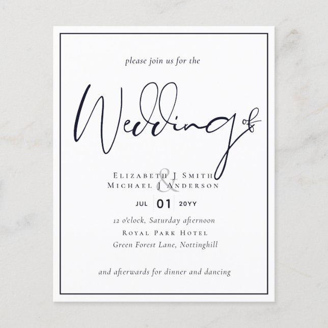 Papel volador de presupuesto azul oscuro invitació (Frente)