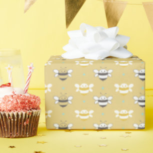 Papel Wapping de regalo de oro de abejas sonriente