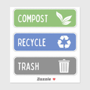 Papelera de compostaje, reciclaje, Pegatinas de ba