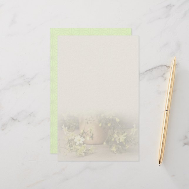 PAPELERÍA シックで上品なクレマチス・ペトリエイの便箋 (Anverso/Reverso In Situ)