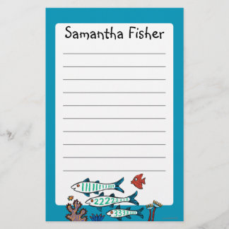 Papelería 1, 2, 3 pescados con los pequeños pescados y coral