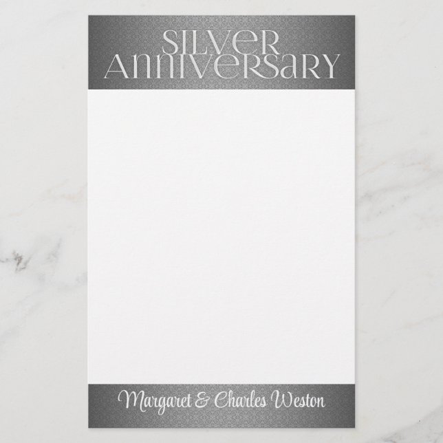 Papelería 25.º Personalizado de Annivserario Boda de Plata (Anverso)