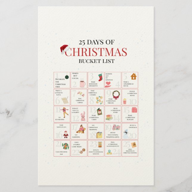 Papelería 25 Days of Christmas Bucket List Art (Anverso)