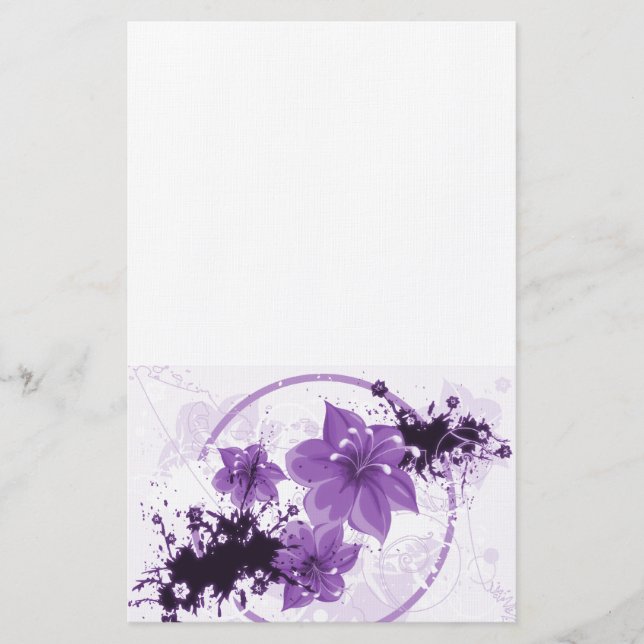 Papelería 3 Flores de Bonito - Púrpura (Anverso)