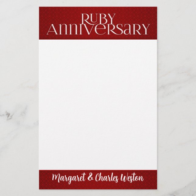 Papelería 40.º Boda de Ruby Annivsersary con nombre (Anverso)