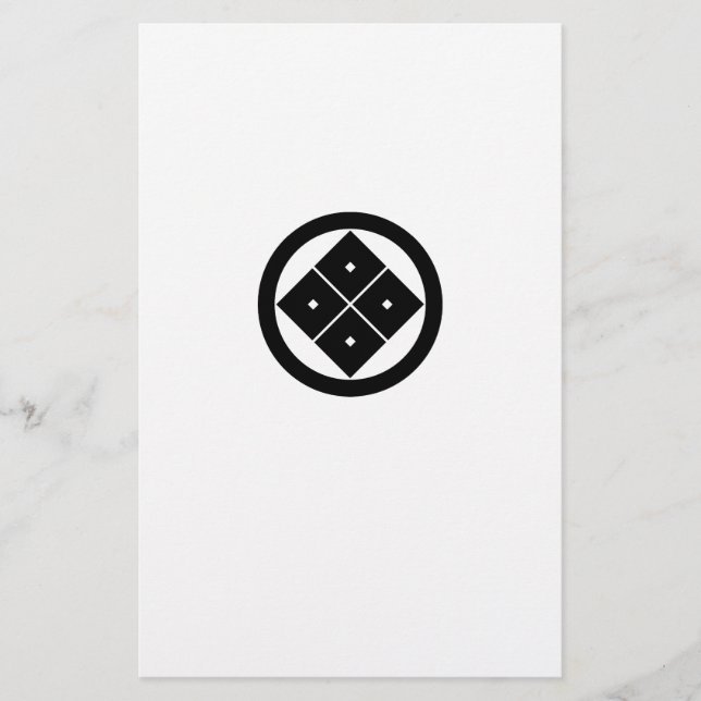 Papelería 4 ojos cuadrados inclinados en círculo (Anverso)