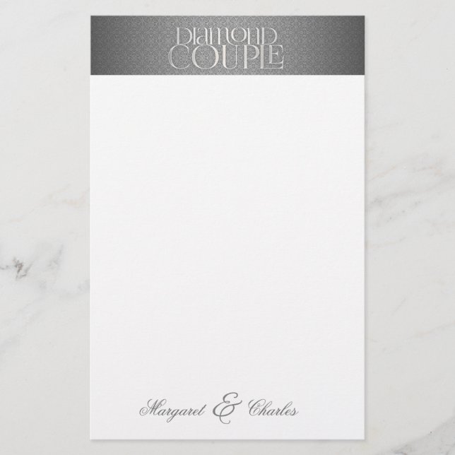 Papelería 60.º aniversario de bodas de diamantes con nombres (Anverso)