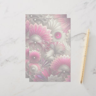 Papelería Abanicos de estilo Art Nouveau en rosa y plata