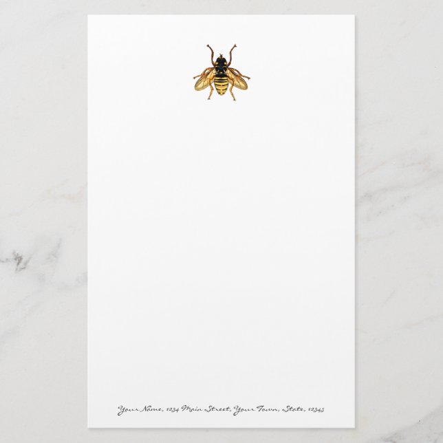 Papelería Abeja amarilla y negra del vintage (Anverso)