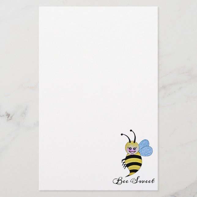 Papelería Abeja Cuidada De Acuarela Con Sonrisa Feliz (Anverso)