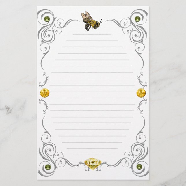 Papelería Abeja de la miel de la voluta alineada (Anverso)