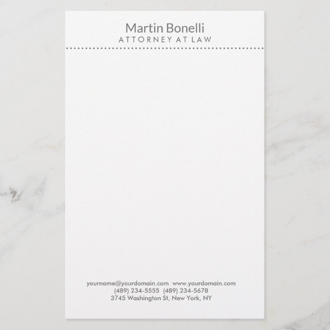 Papelería Abogado Blanco Excelente Tradicional Simple (Anverso)