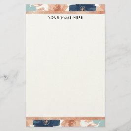 Papelería Abstract Floral with Rose Gold Border