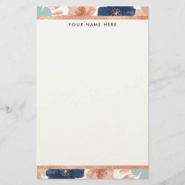 Papelería Abstract Floral with Rose Gold Border (Anverso)