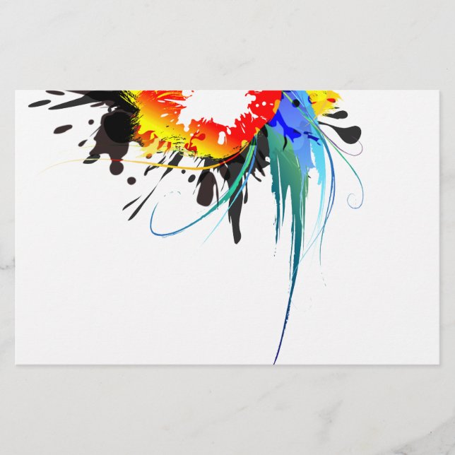 Papelería Abstract Wild Parrot Paint Splatters (Anverso)