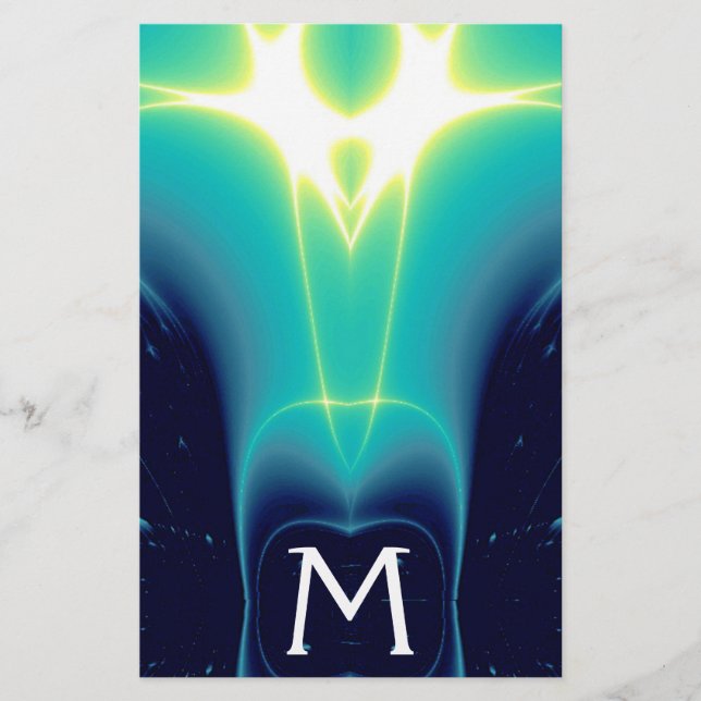 PAPELERÍA ABSTRACTO ONDAS VERDE AZULADAS AZULES TURQUESA MON (Anverso)