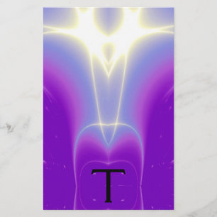 PAPELERÍA ABSTRACTO PURPLE BLUE LIGHT WAVES MONOGRAM