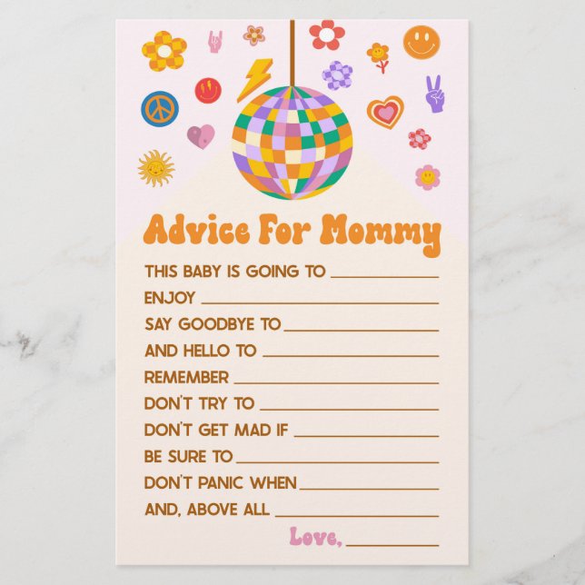 Papelería Actividad de juego de Baby Shower con consejos de  (Anverso)
