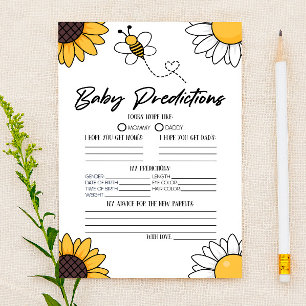 Papelería Actividad de predicciones de Baby Shower de Abeja