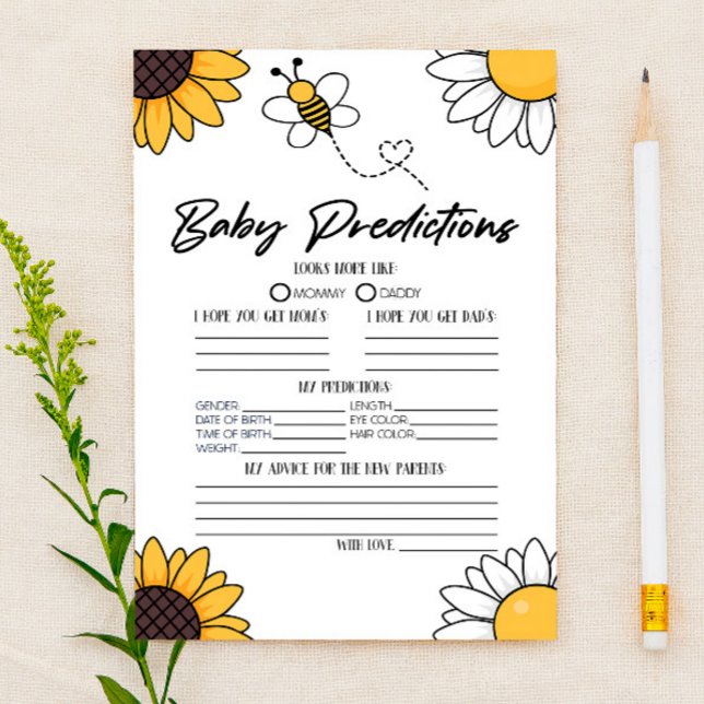 Papelería Actividad de predicciones de Baby Shower de Abeja  (Subido por el creador)